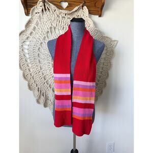 Y2K Vintage Red Striped Cashmere Scarf